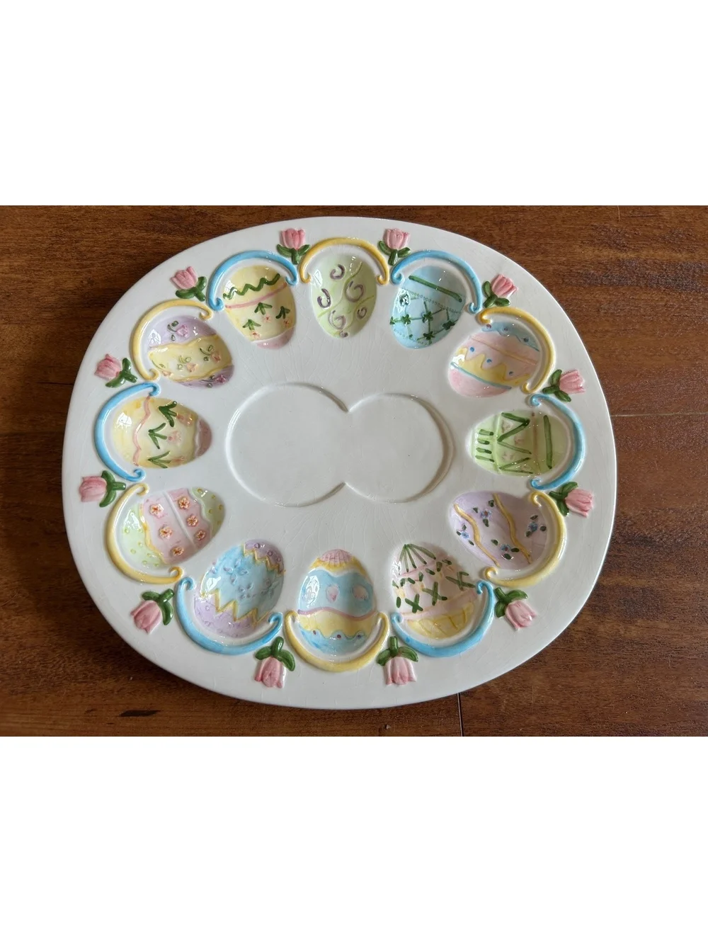Ceramic Easter Egg Deviled Egg Serving Platter